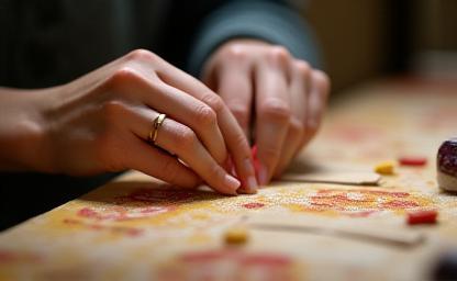 Image representing hands working on a textile during a workshop