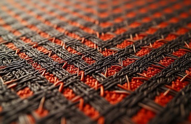 Close-up detail of patterned textile showing geometric weave