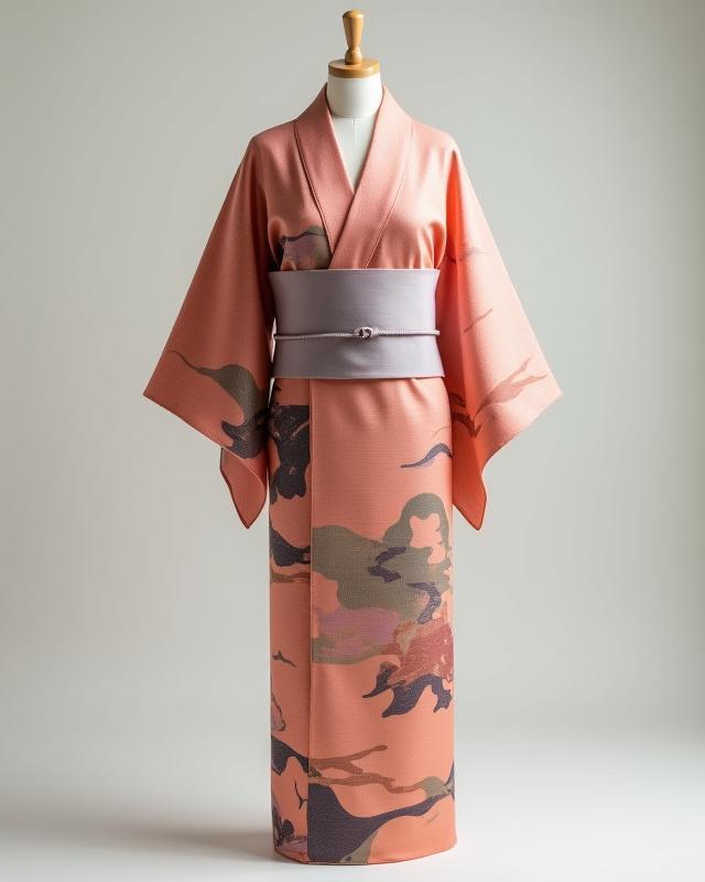 Modern design kimono with abstract pattern